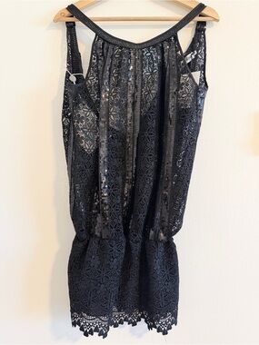 Charo Ruiz Ibiza Globo Guipure Lace Mini Dress Women Small Black Open Back NWT